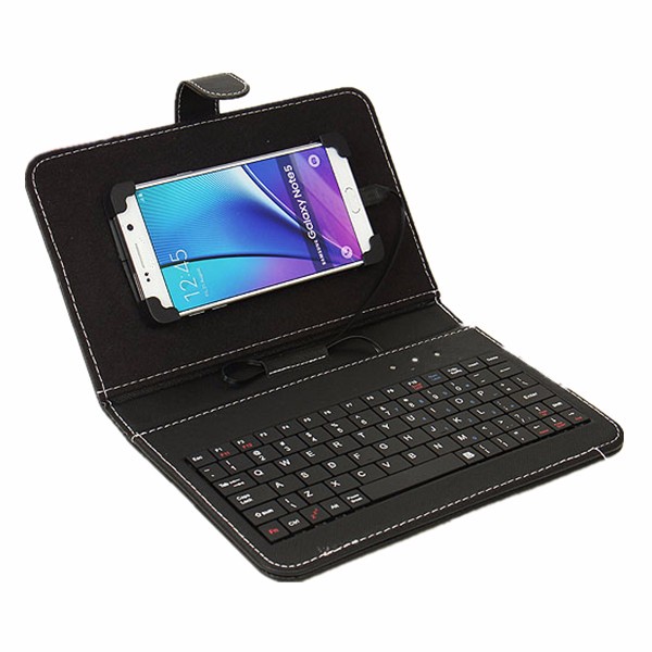 

Universal Wired Keyboard Holster Flip Case Stand with Micro Port for 4.2-6.5 inch Cellphone