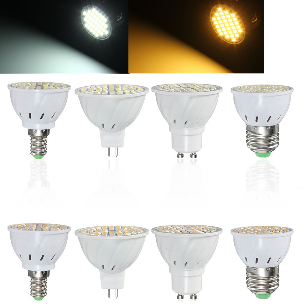 

E27 E14 GU10 MR16 4W 60 SMD 2835 LED Pure White Warm White Spot Light Bulb AC 110V/220V
