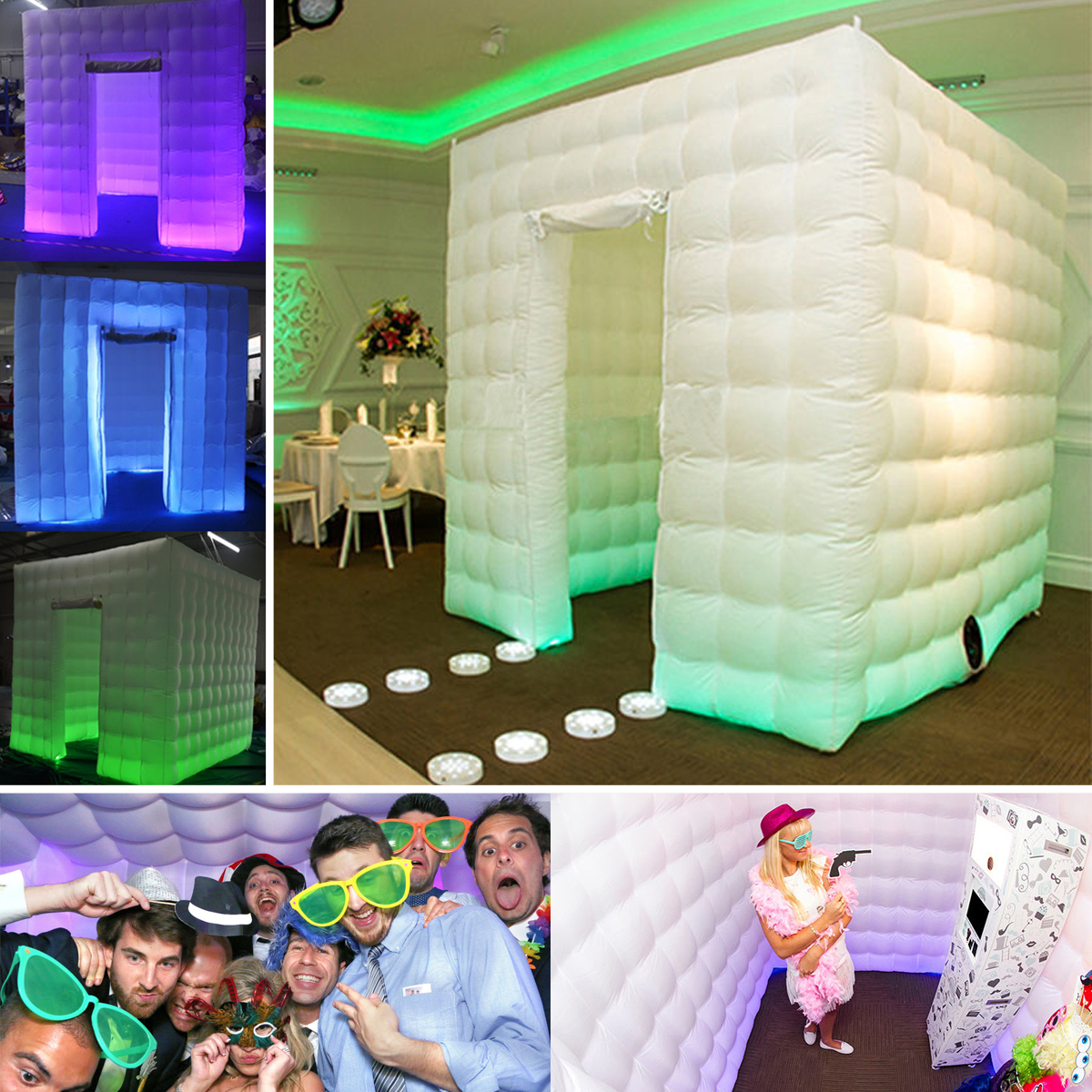 

2.5m 1 Door 8 LED Color Bulb Strip Inflatable Photography Booth Enclosure Cube Tent