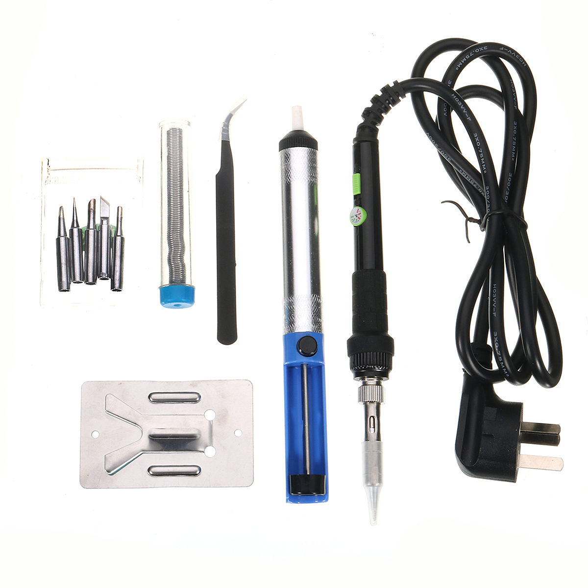 

6-in-1 Electric Soldering Iron 60W Stand Tool Desolder Pump Tweezers Kit Solder Tips 240V AU Plug