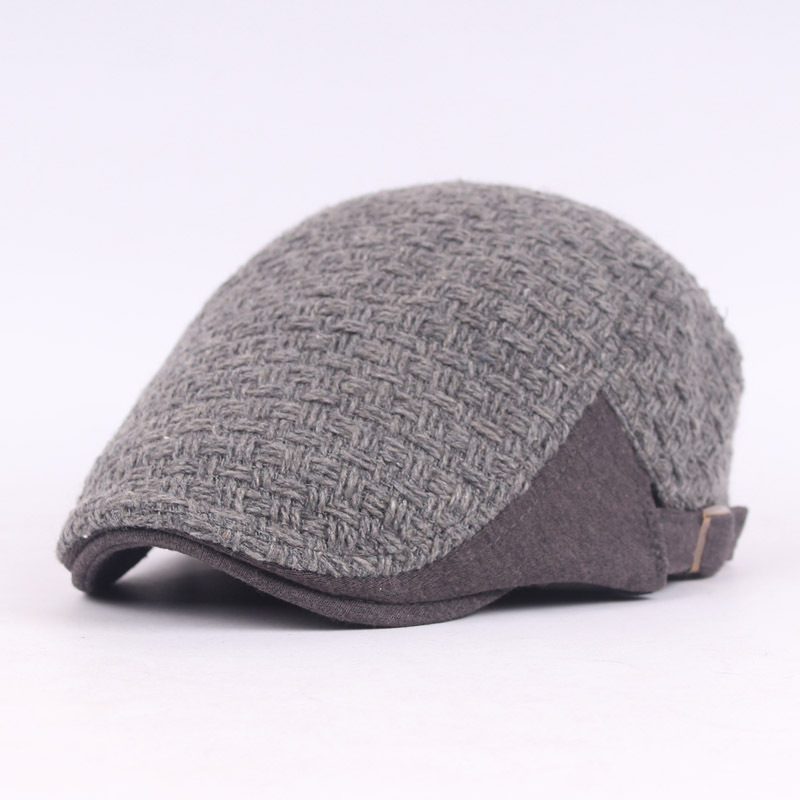 

Unisex Knitted Cotton Beret Hat Knitting Buckle Adjustable Paper Boy Newsboy Cabbie Gentleman Cap