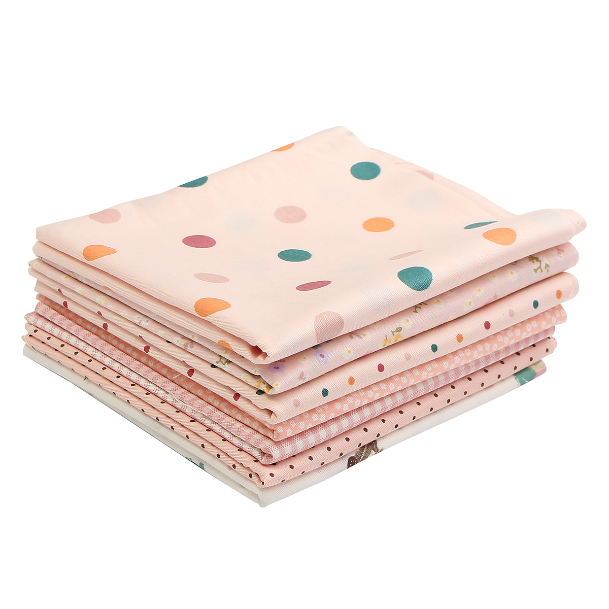 

7PCS DIY Pink Handmade Cotton Plain Fabric Craft Batiks Cloth Assorted Square Quilting Set
