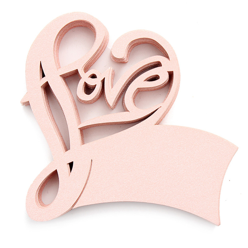 

50Pcs LOVE Shape Wedding Name Place Cards Wine Glass Laser Cut Pearlescent Card Party Accessories