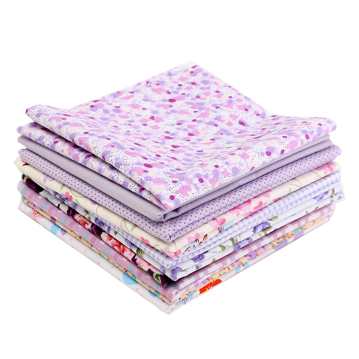 

10PCS DIY Purple Handmade Cotton Plain Fabric Craft Batiks Cloth Assorted Square Quilting Set