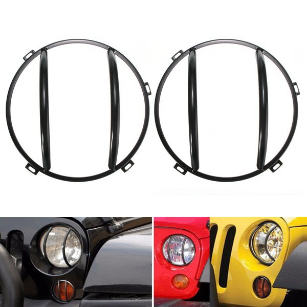 

2pcs Headlight Iron Cover Turn Signal Light Grille Mounted For Jeep Wrangler JK 2007-2015