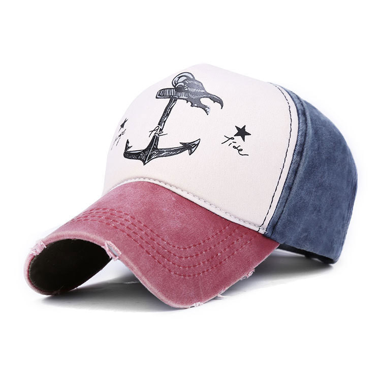 

Unisex Men Women Cotton Blend Washed Anchors Printed Baseball Cap Adjustable Snapback Hat