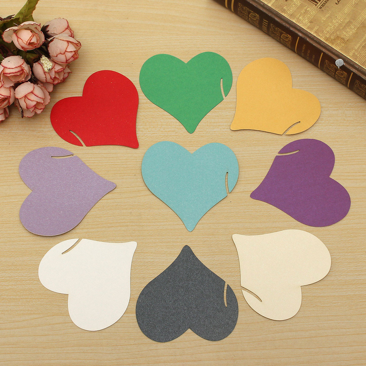 

12Pcs Heart Wedding Name Place Cards Wine Glass Laser Cut Pearlescent Card Party Accessories