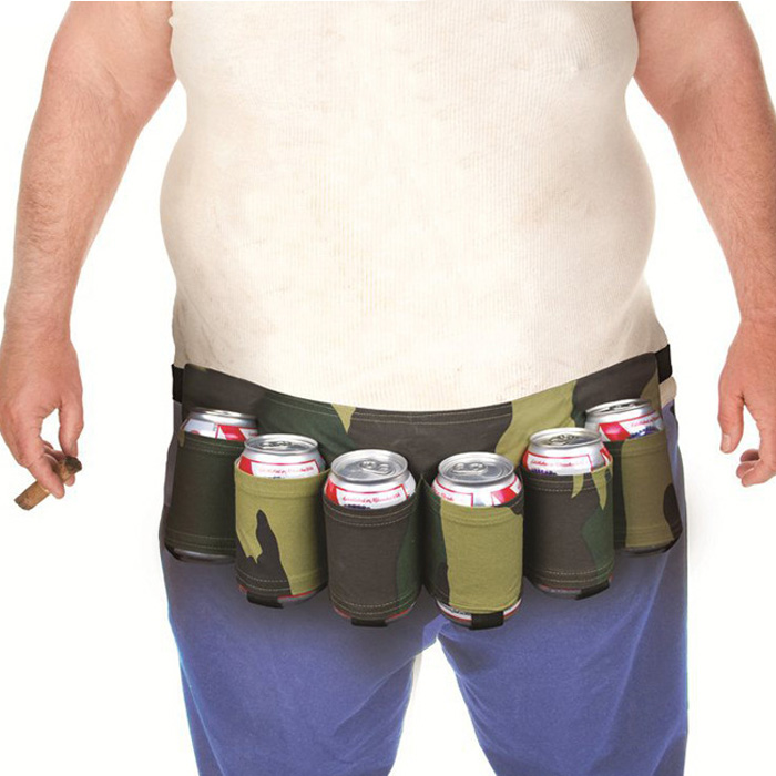 6 Pack Beer Soda Belt Drinks Beer Belt Holder for Outdoor Camping Party