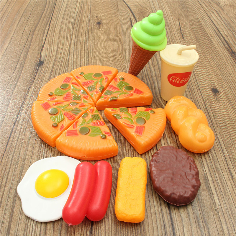 13pcs Funny Kids Plastic Pizza Cola Ice Cream Food Kitchen Role Play Toy H Z5P6