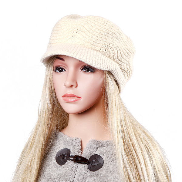 

Women Beret Braided Wool Knited Crochet Baggy Beanie Flower Hats Fashion Ski Cap
