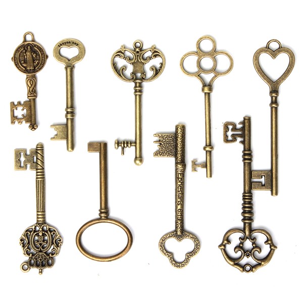 100Pcs Antique Silver Bronze Key Charms Pendant for Jewerly Making DIY 