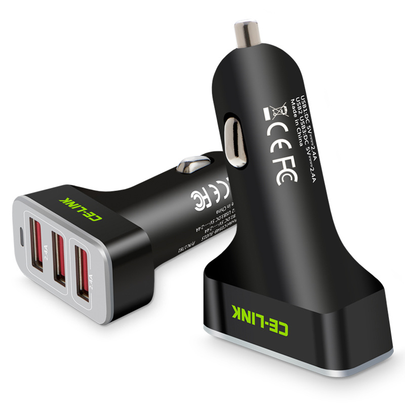 

CE-LINK 3 USB Ports 5V 2.4A Smart Car Charger for Mobile Phone