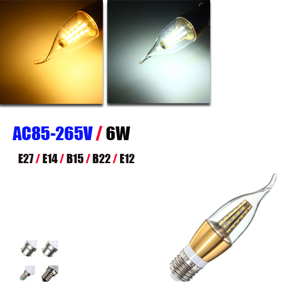 

E27 E14 E12 B22 B15 6W 35 SMD 2835 LED Pura White Warm White Light Lamp Bulb AC85-265V