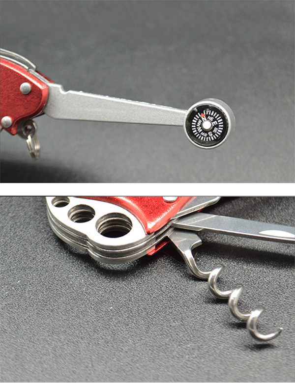K-MASTER 8 in 1 Multifunction Mini Folding Knife Tools Fishing Line Cutter Saw Screwdriver Key Chain