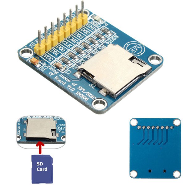 

3.3V/5V Micro SD TF Card Reader SPI /SDIO Dual Module Board For Arduino