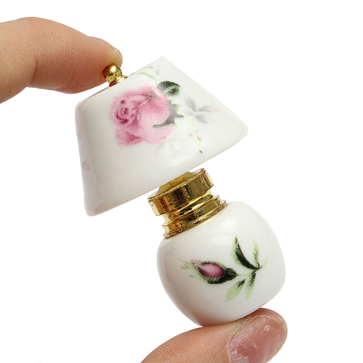 

Vintage Porcelain Flower Lamp 1:12 Dollhouse Table Decor Miniature Ornament Gift