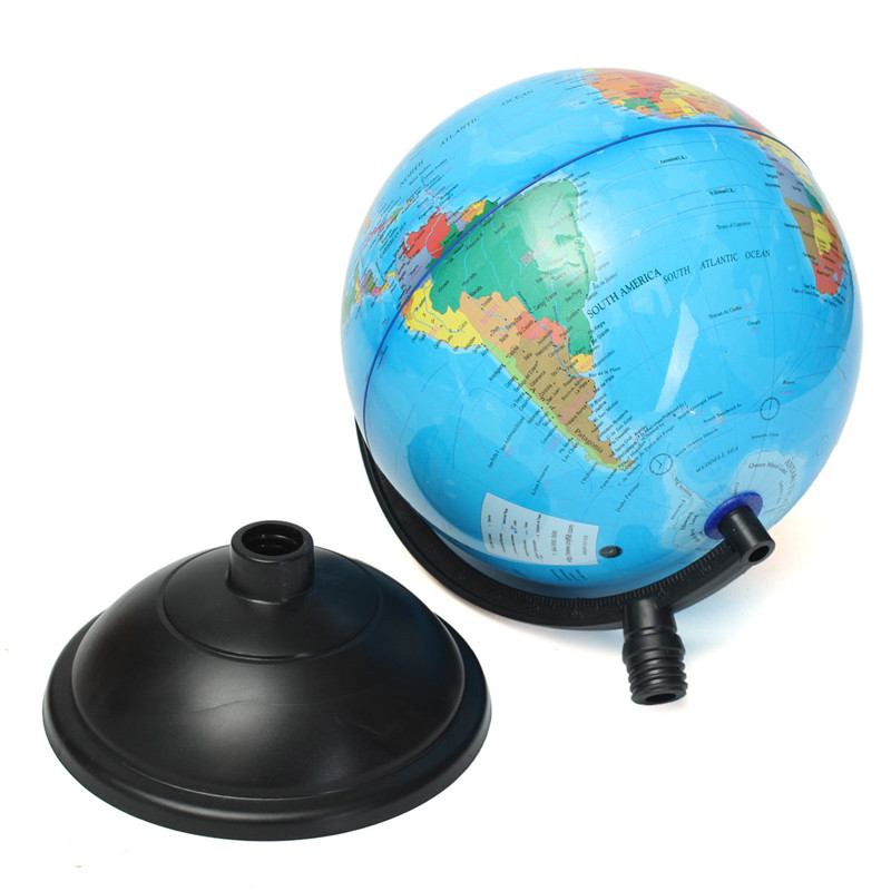 14cm World Globe Map Ocean Geography Educational Toy Gift Swivel Stand Blue