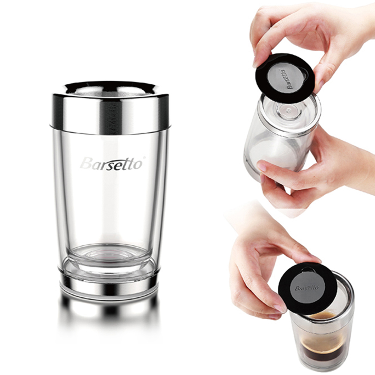 Barsetto Portable Hand Press Coffee Maker Mini Handheld Espresso Pods Coffee Cap