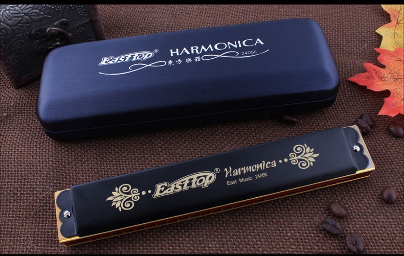 Easttop 24 Holes Tremolo Harmonica Key of C For Beginners T2406k - Photo: 8