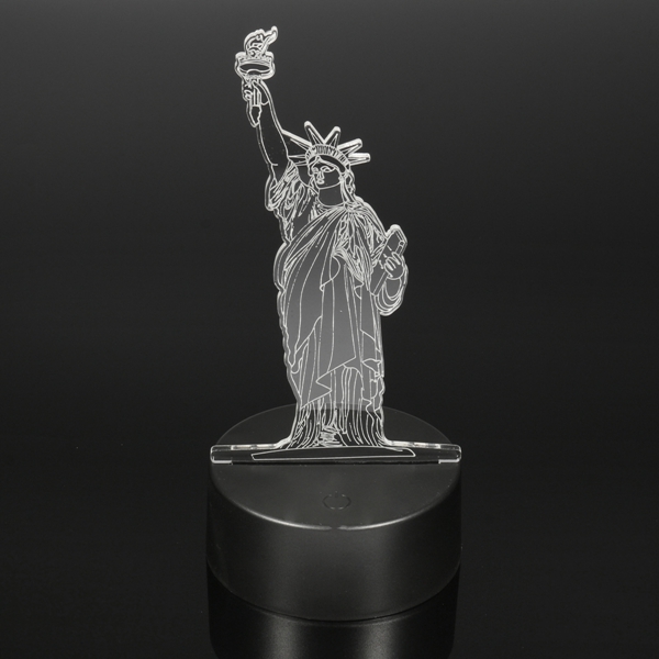3D Statue de la liberté Acrylique 7 DEL Couleur Lumière Nuit Touch Table Lampe De Bureau Cadeau