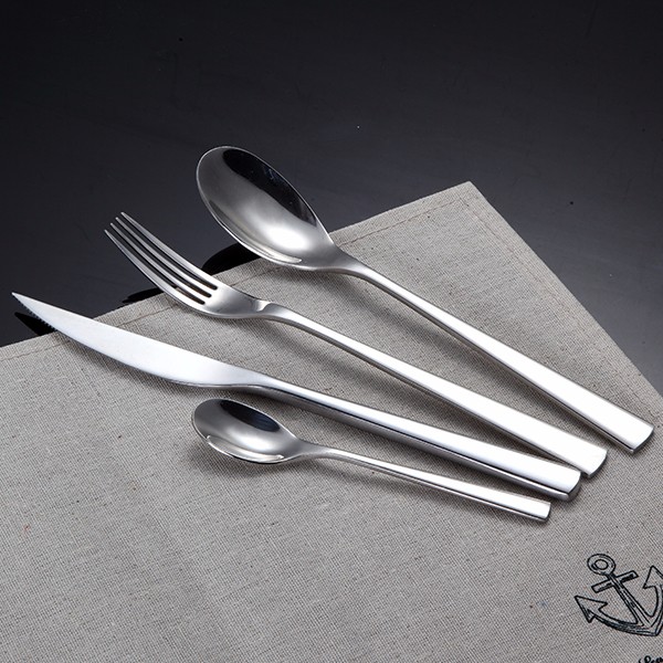 

KCASA FL6 4 Pieces Stainless Steel Flatware Set Silver Dinnerware Tableware Set Cutlery Knife Fork
