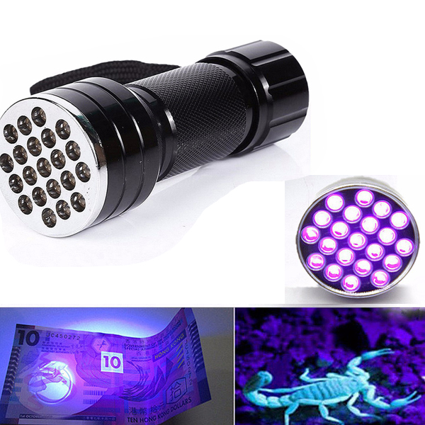 

21 UV LED Portable Aluminum Ultra Violet Flashlight 3xAAA