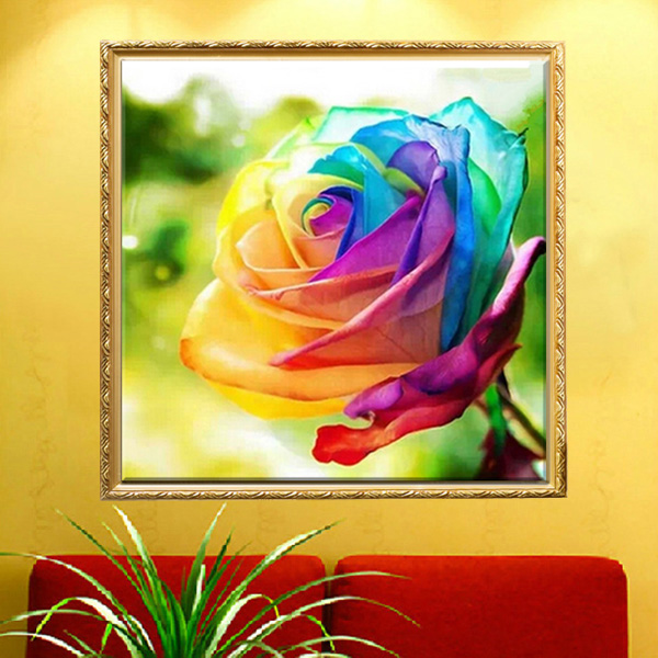 

30x30cm 5D DIY Colofrul Rose Diamond Painting Resin Full Rhinestone Flower Cross-stitch Kit