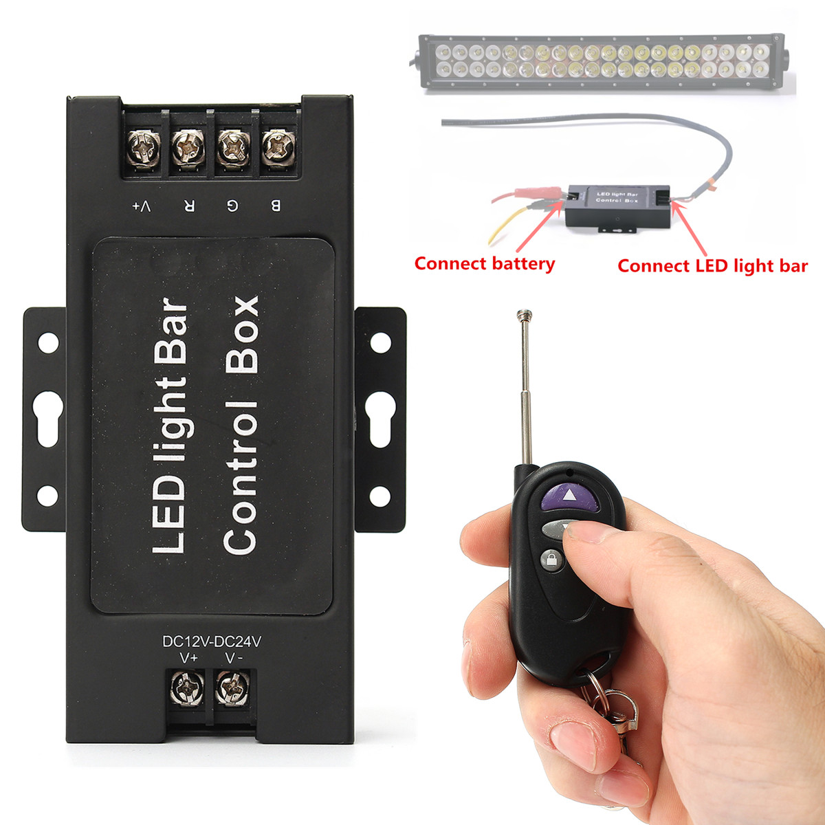 Battery Wireless Remote Flash Strobe Controller Box For LED Light Bar Work Lamp 