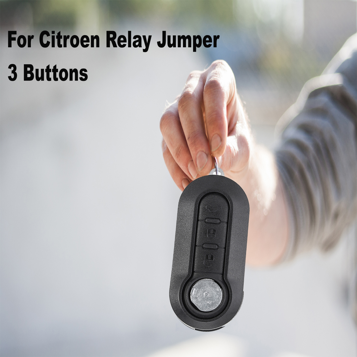 JenNiFer 3 Buttons Black Remote Key Case Fob Blank Flip Blade for Citroen Relay Jumper 