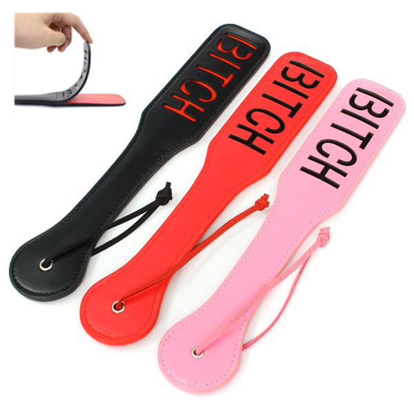 

32CM PU Leather Spanking Paddle With Word BITCH Fetish Slave For Couples Sex Toys Flogger Whip