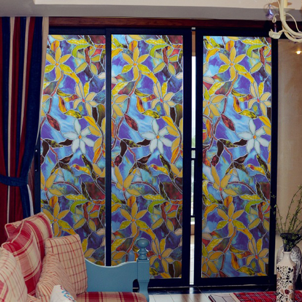 

Static Window Films 3 Meters Orchid PVC Films Window Decals Non-glue Fork Art Glass Bathroom