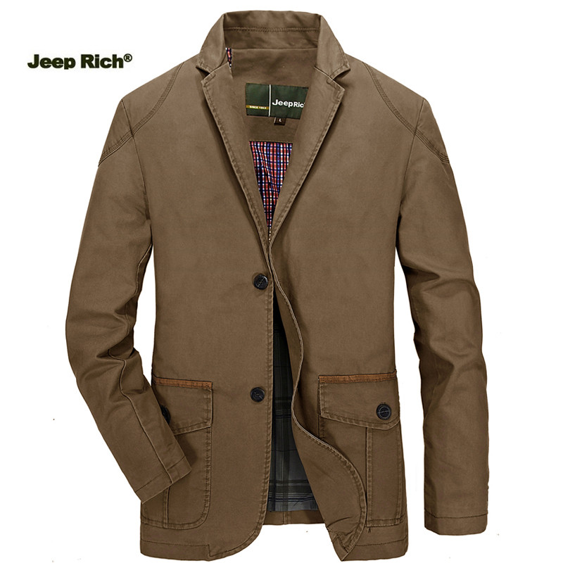 Jeep Rich Men Spring Fall Cotton Casual Blazer Slim Fit Business Jacket ...