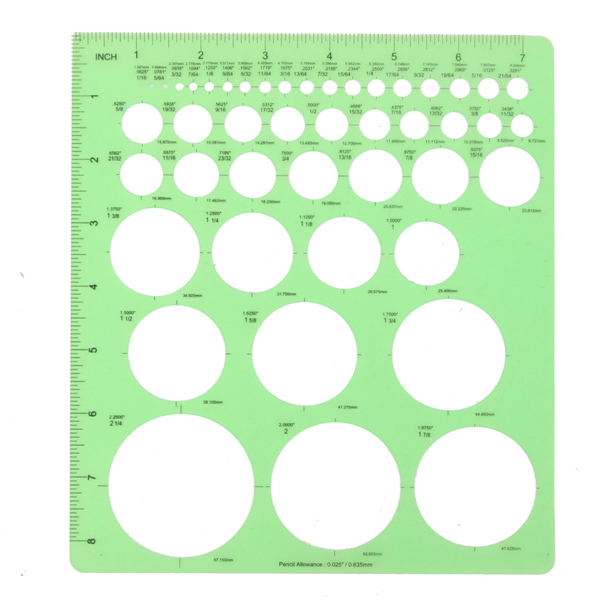 

Plastic Circles Stencil Template Form 1/16" to 2 1/4" Artist Design Drawing Ruler Tool