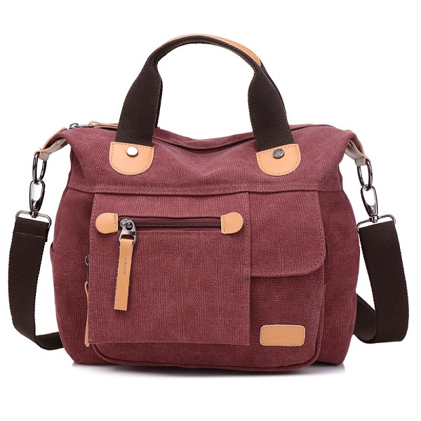 Women Canvas Casual Large Capacity Functional Multi Pocket Handbag ...