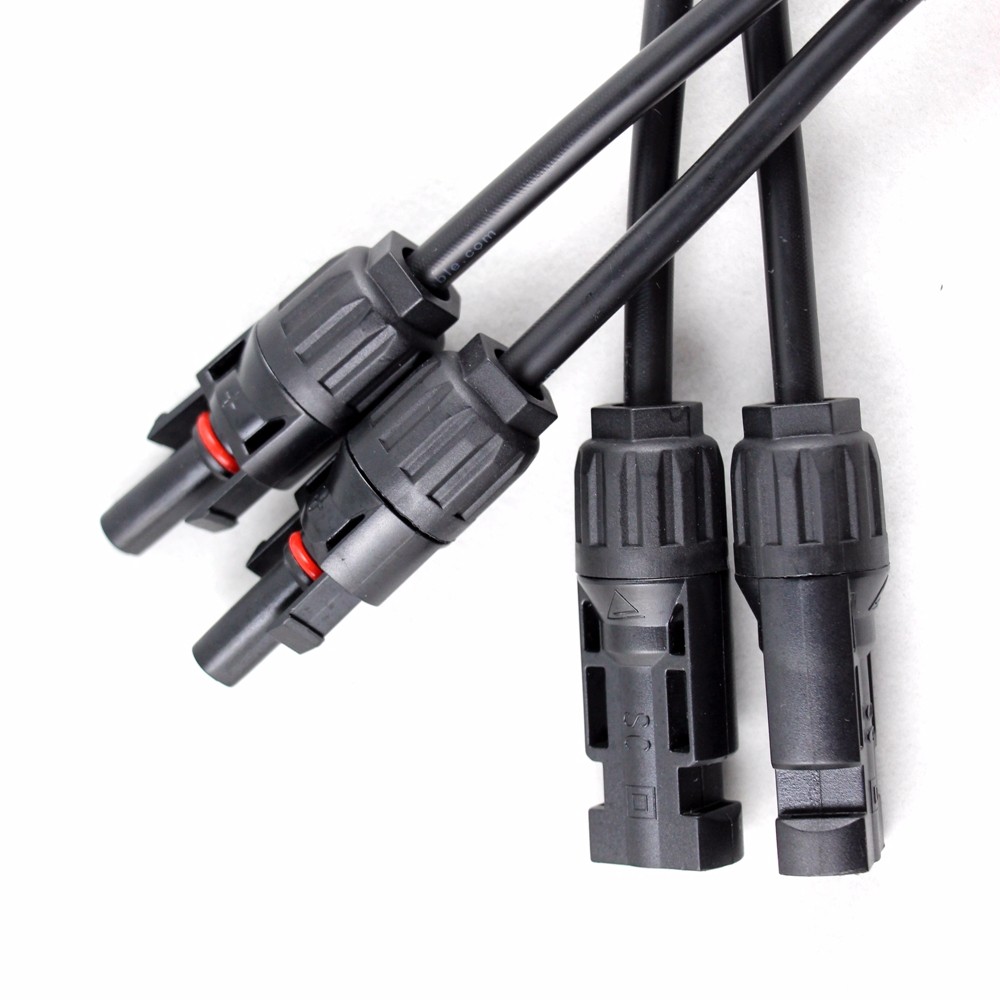 TRAMILY Solar Panel Adaptor Cable Y Branch Connector Solar Cable Connector M/FFF & F/MMM Solar 1 to 3 Branch Adapter 1 Pair