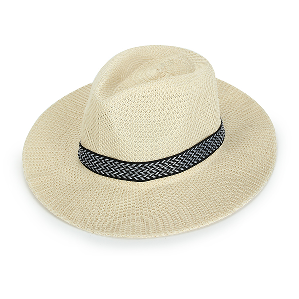 

Unisex Polyester Straw Floppy Wide Brim Sun Hat Fedora Beach Panama Hats For Men Women