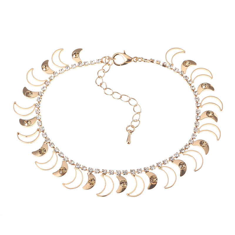 

JASSY® Luxury 18K Gold Plated Anklet Golden Rhinestone Fashion First Quarter Moon Foot Chain
