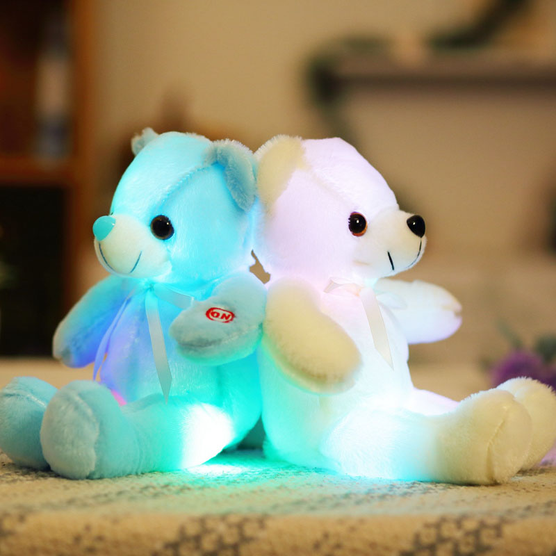 32cm petit LED lumiere jouets peluche clignotant ours jouet oreiller lumineux peluche poupee animale douce