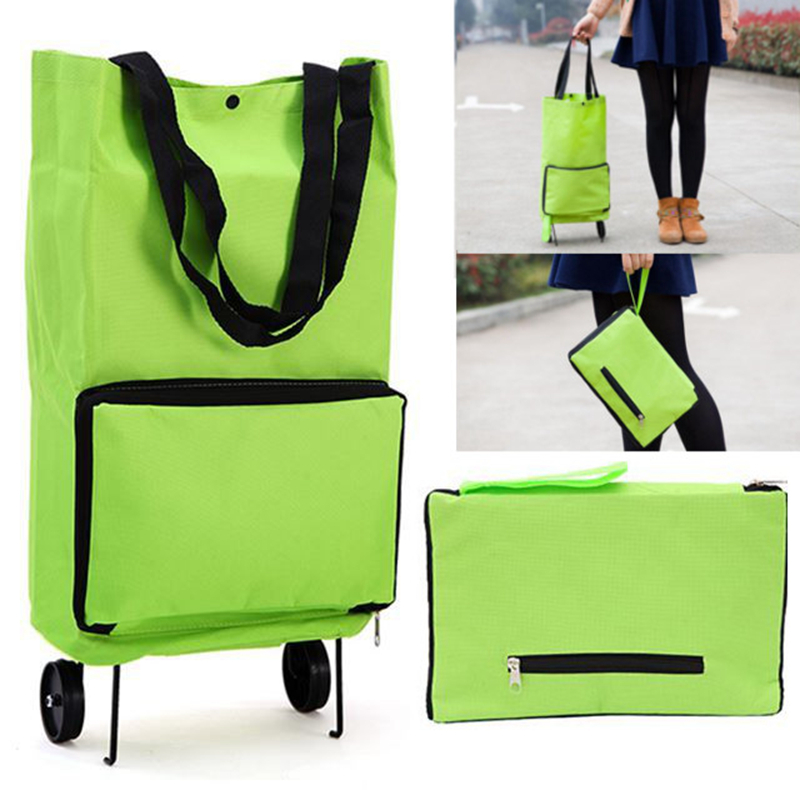 JonPrix Green Protable Foldable Shopping Trolley Tote Bag