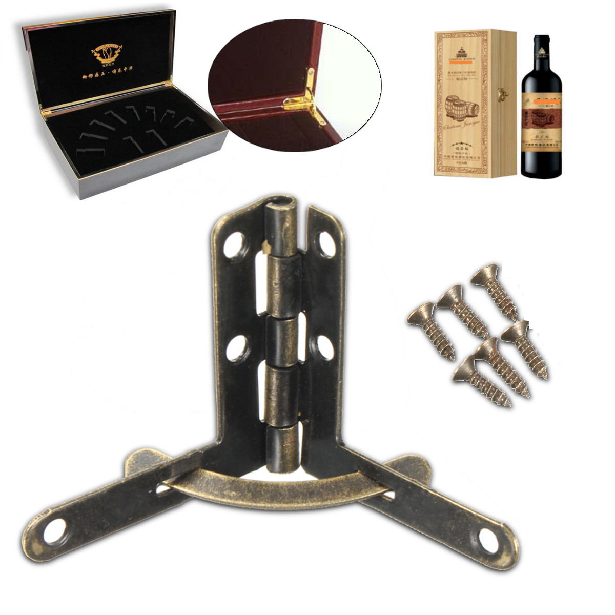 

Mini Brass Antique Hinge for Cabinet Door Drawer Jewelry Wine Wood Box