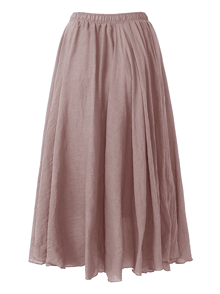 Women Casual Loose Cotton Pure Color Skirts at Banggood