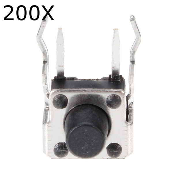 

200Pcs 6*6*5mm Micro Button Momentary Switch With Bracket Vertical Type