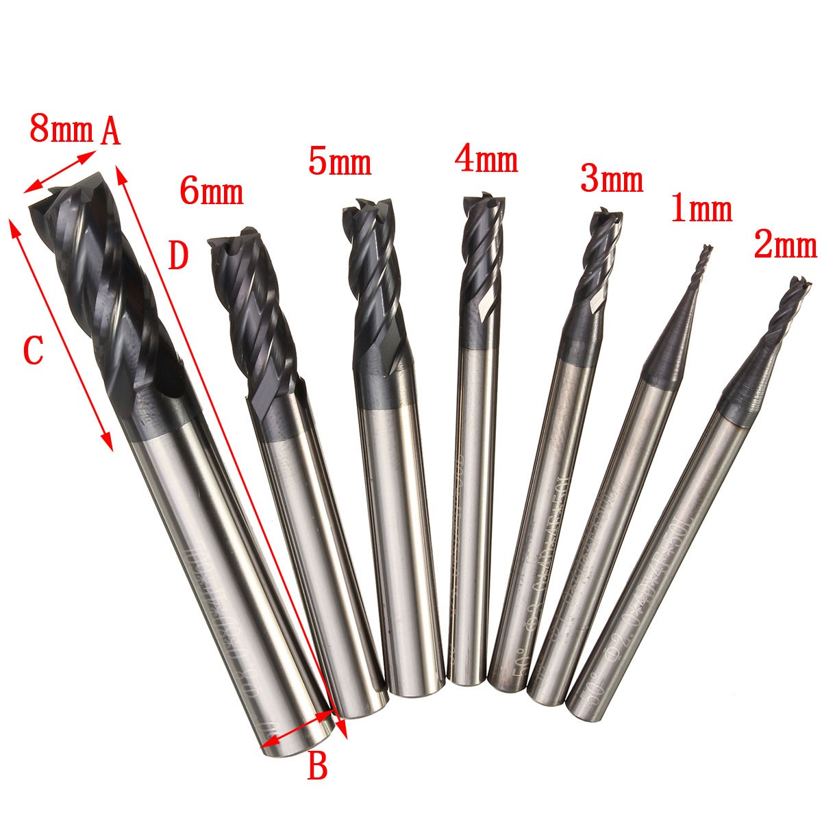 4mm Tungsten Carbide Coated 4 Flute End Mill CNC Milling Cutter Drill Bit Tool 
