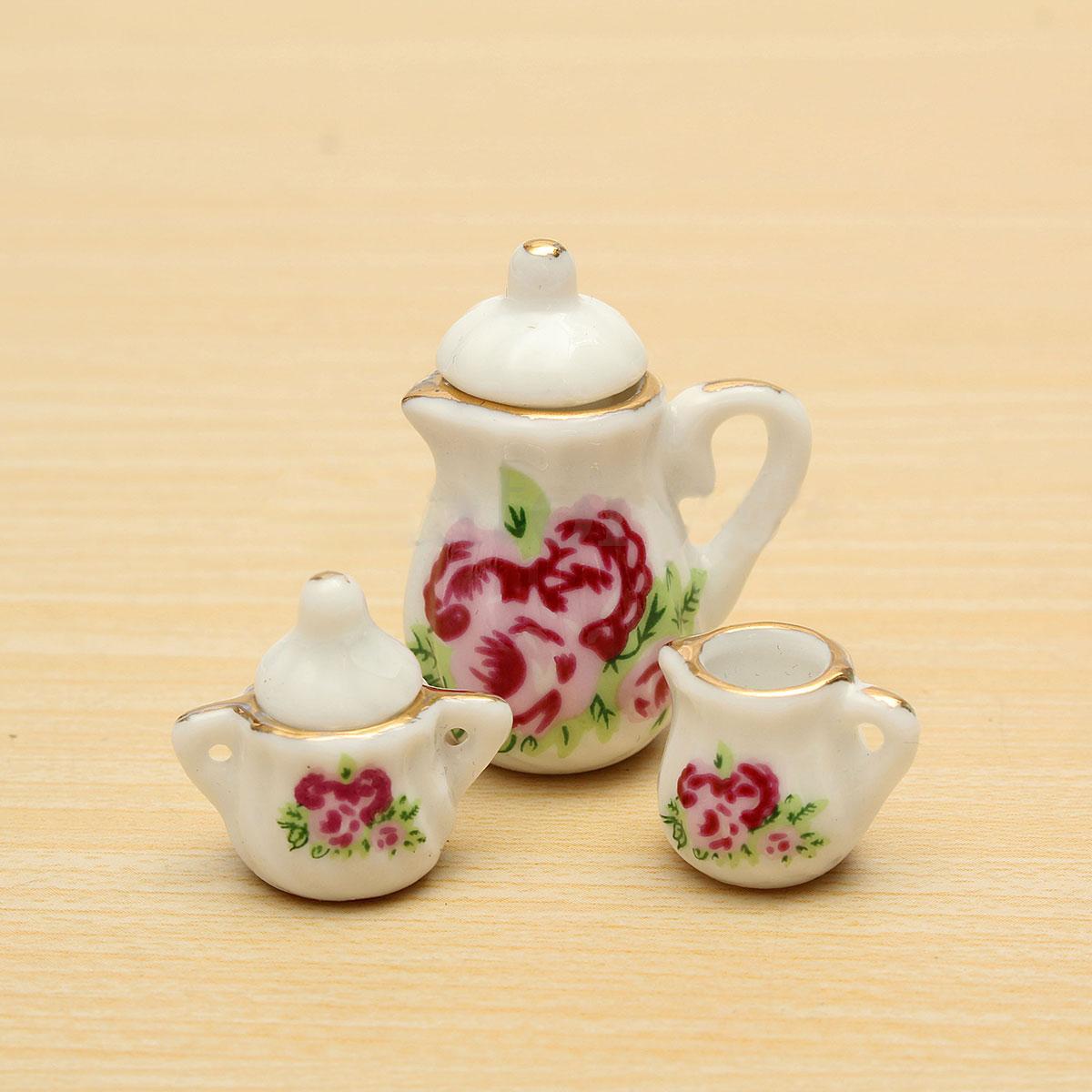 

Flower Porcelain Ceramic Dollhouse Miniature Coffee Tea Cup Saucer Set