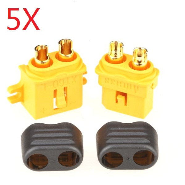 

5 Pair Amass Fixed XT60-L Plug Connector With Sheath Housing Male & Female