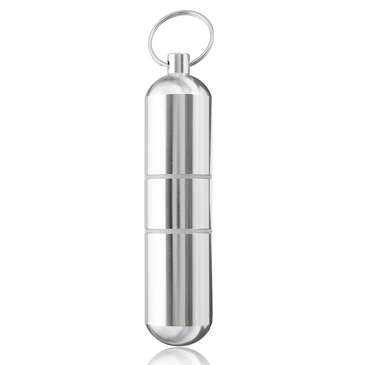 Silver Aluminum Alloy Capsule Pill Case Waterproof Toothpick Holder Storage