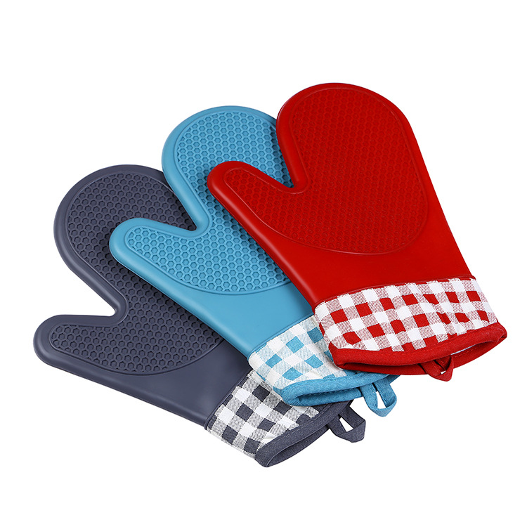 

KCASA KC-PG06 1Pcs Silicone Cotton Oven Mitts Microwave Oven BBQ Heat Resistant Potholder Gloves