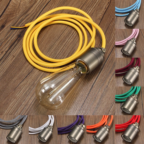 

2M E27/E26 Vintage Fabric Cable Pendant Light Hanging Filament Lamp Bulb Holder Socket