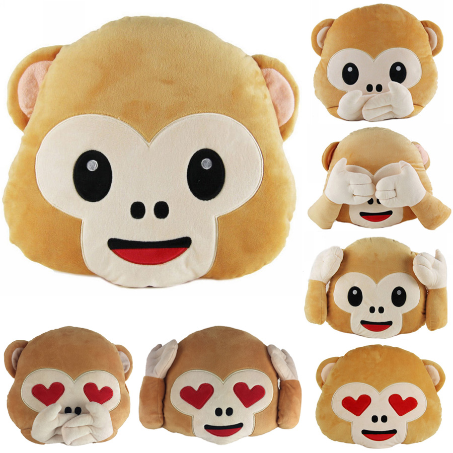 

40cm Lovely Emoji Monkey Throw Pillow Plush Stuffed Cushion Office Home Sofa Decoration Gift