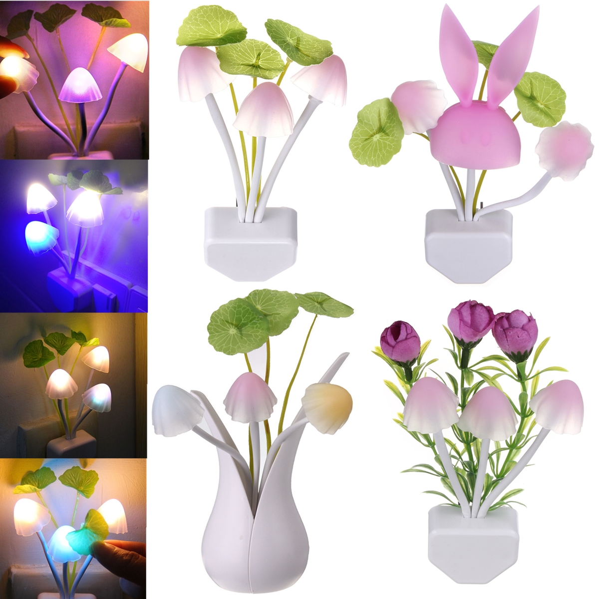 

Romantic Colorful Sensor LED Mushroom Night Light Wall Lamp